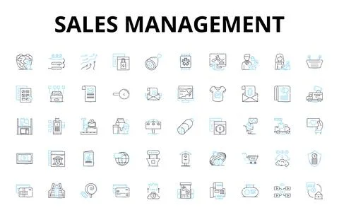 Sales management linear icons set. Prospecting, Pipeline, Forecasting, Territory Stock Illustration