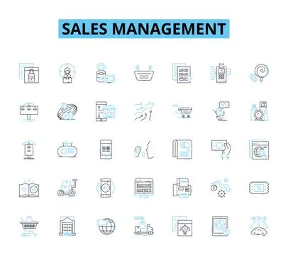 Sales management linear icons set. Prospecting, Pipeline, Forecasting, Territory Stock Illustration
