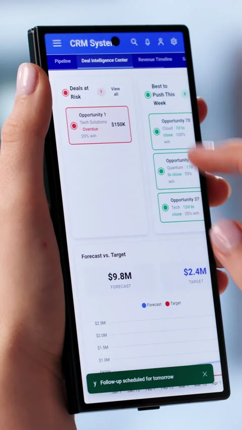 Sales Manager Analyzes Customer Data On Smartphone Stock Footage 332911368