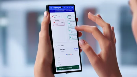 Sales Manager Analyzes Customer Data On Smartphone Stock Footage 333399768