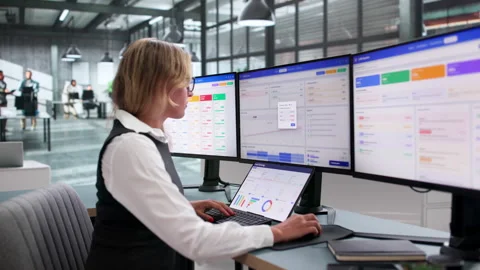 Sales Manager Analyzing CRM Data On Laptop Stock Footage 343878881
