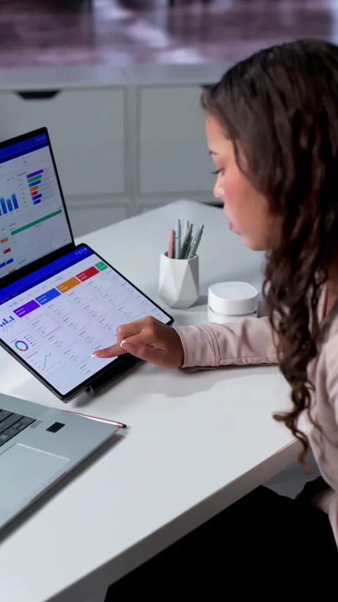 Sales Manager Analyzing Customer Data On Laptop Stock Footage 335459880