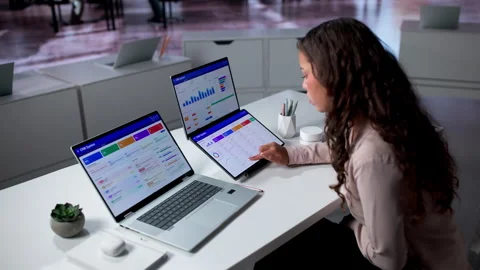 Sales Manager Analyzing Customer Data On Laptop Stock Footage 336376589