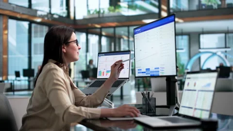 Sales Manager Analyzing Customer Data Using CRM Software Stock Footage 338171279