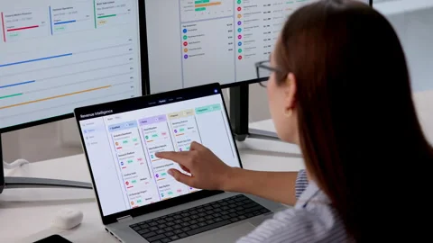 Sales Manager Analyzing Pipeline Data On Laptop Stock Footage 333399673