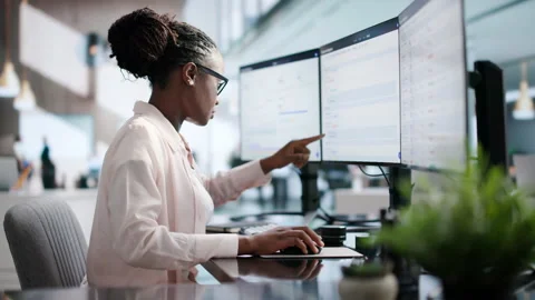 Sales Manager Analyzing Pipeline Data On Computer Stock Footage 345315024