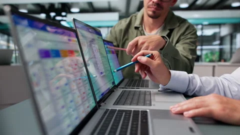 Sales Manager And Client Review CRM Data Stock Footage 346327616