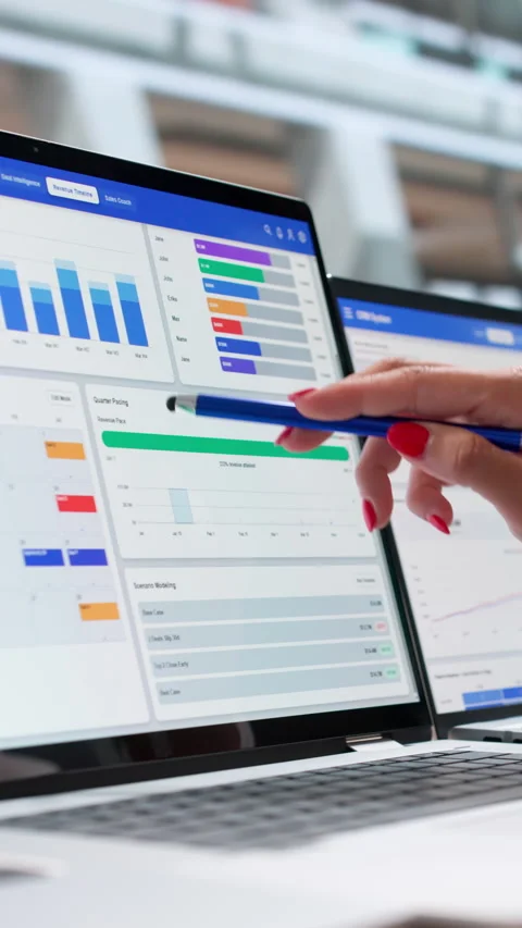 Sales Manager Carefully Tracks Customer Leads Stock Footage 343880922