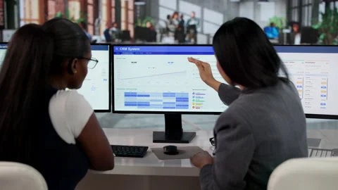 Sales Manager Coaching Team On CRM Software Stock Footage 334527542