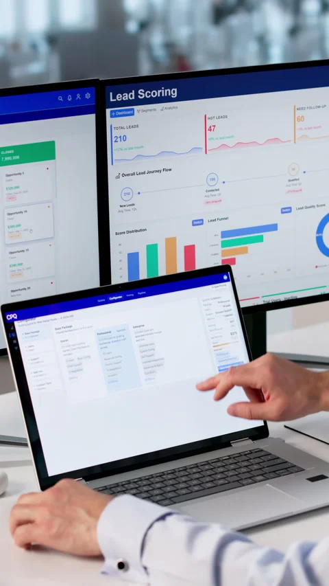 Sales Manager Configuring Pricing Software On Laptop Stock Footage 334932014