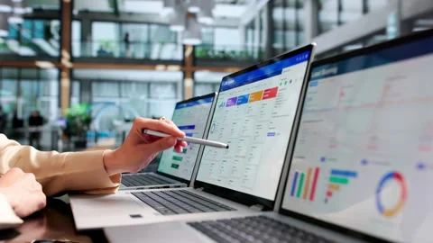 Sales Manager Reviewing Customer Data On Laptop Stock Footage 339907373