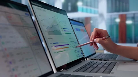 Sales Manager Reviewing Pipeline Data On Laptop Stock Footage 332916081