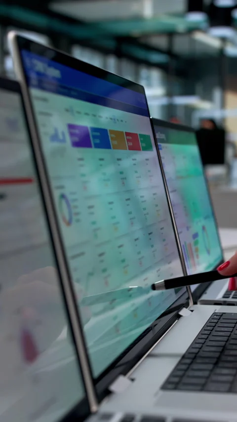 Sales Manager Reviews Customer Data On Laptop Stock Footage 340402826