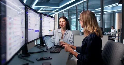 Sales Manager Studies Commission Dashboard To Improve Team Sales Outcomes. Stock Photos