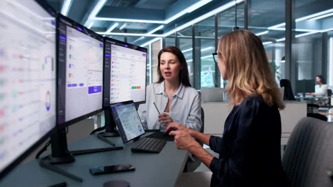 Sales Manager Studies Sales Dashboard On Computer Stock Footage 340404233