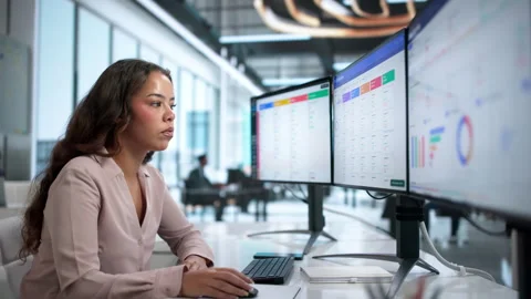 Sales Manager Tracks Client Leads On Desktop Video stock 336795379