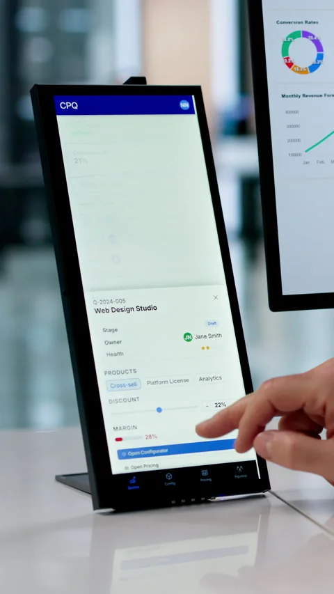 Sales Manager Uses Smart Touchscreen Device Stock Footage 333849333