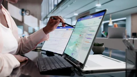 Sales Manager Using CRM Software To Track Customer Leads Stock Footage 344721354