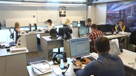 Sales managers in the open spase, IT global office Video stock 52544014