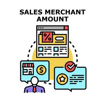 Sales merchant amount calculation and transaction process Stock Illustration