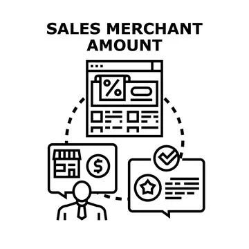 Sales merchant amount calculation and transaction process Stock Illustration