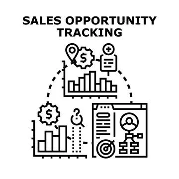 Sales opportunity tracking process developing business strategy Illustrazione stock