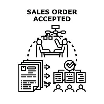 Sales order management process accepting transaction Stock Illustration