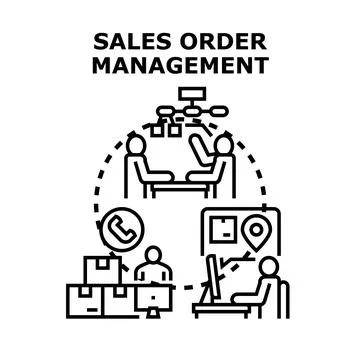 Sales order management process optimizing business workflow Illustrazione stock