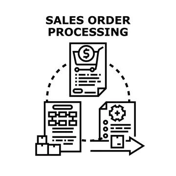 Sales order processing concept with business logistic steps Stock Illustration