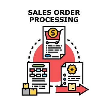 Sales order processing concept with business logistic steps Иллюстрация