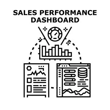 Sales performance dashboard visualizing business data analytics Stockillustratie
