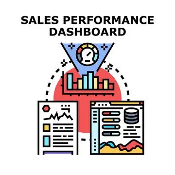 Sales performance dashboard visualizing business data analytics Stock Illustration