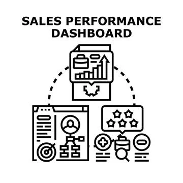 Sales performance dashboard visualizing data analytics business grow Stock Illustration