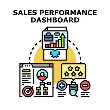Sales performance dashboard visualizing data analytics business grow Stock Illustration