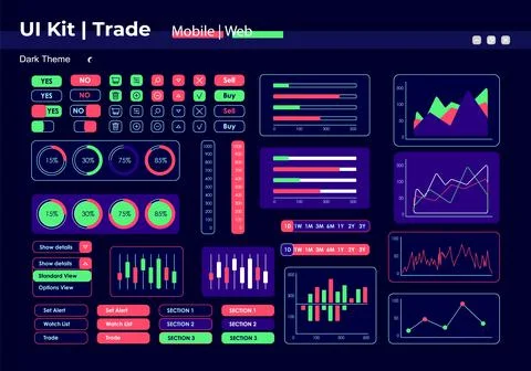 Sales performance insights UI elements kit 库存插图