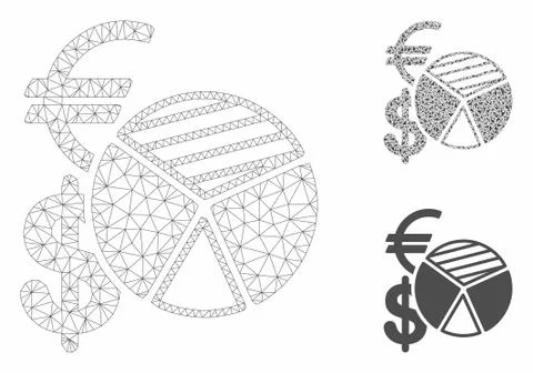 Sales Pie Chart Vector Mesh Network Model and Triangle Mosaic Icon 스톡 일러스트