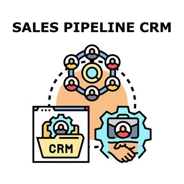 Sales pipeline crm process managing leads and clients Stock Illustration