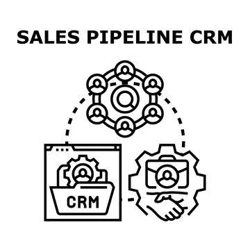 Sales pipeline crm process managing leads and clients Stock Illustration