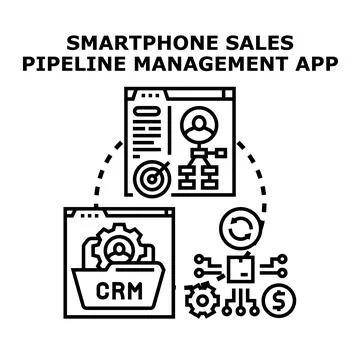Sales pipeline management using mobile application technology Stock Illustration