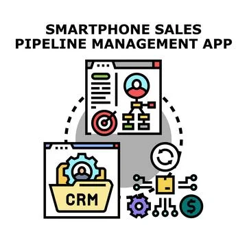 Sales pipeline management using mobile application technology 스톡 일러스트