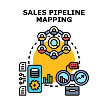 Sales pipeline mapping developing customer relationship management Stock Illustration