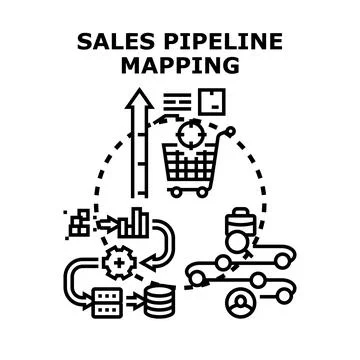 Sales pipeline mapping process vector concept illustration Illustrazione stock