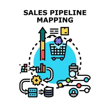 Sales pipeline mapping process vector concept illustration Stock Illustration