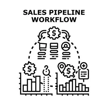 Sales pipeline workflow concept analyzing business process Stock Illustration
