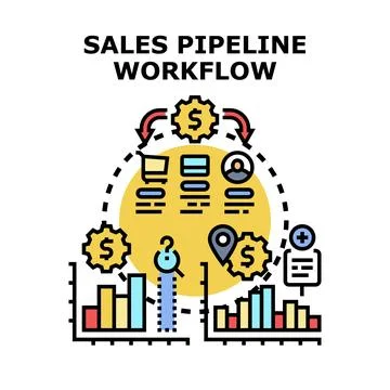 Sales pipeline workflow concept analyzing business process Stock Illustration