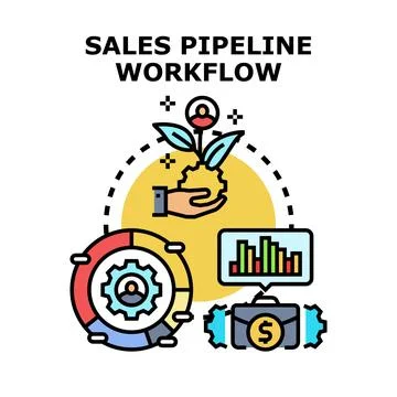 Sales pipeline workflow developing business process 스톡 일러스트