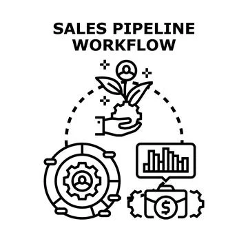 Sales pipeline workflow developing business process Stock Illustration