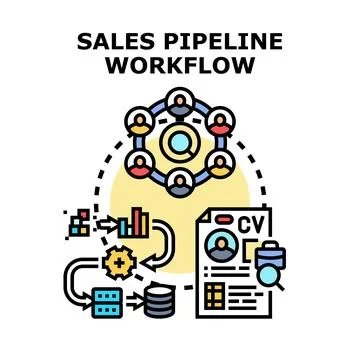 Sales pipeline workflow process analyzing customer data Stock Illustration