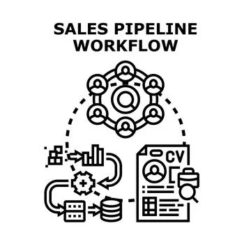 Sales pipeline workflow process analyzing customer data Stock Illustration