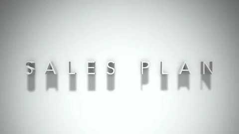 Sales plan 3D title animation with shadows on a white background Stockbeeldmateriaal 297456770